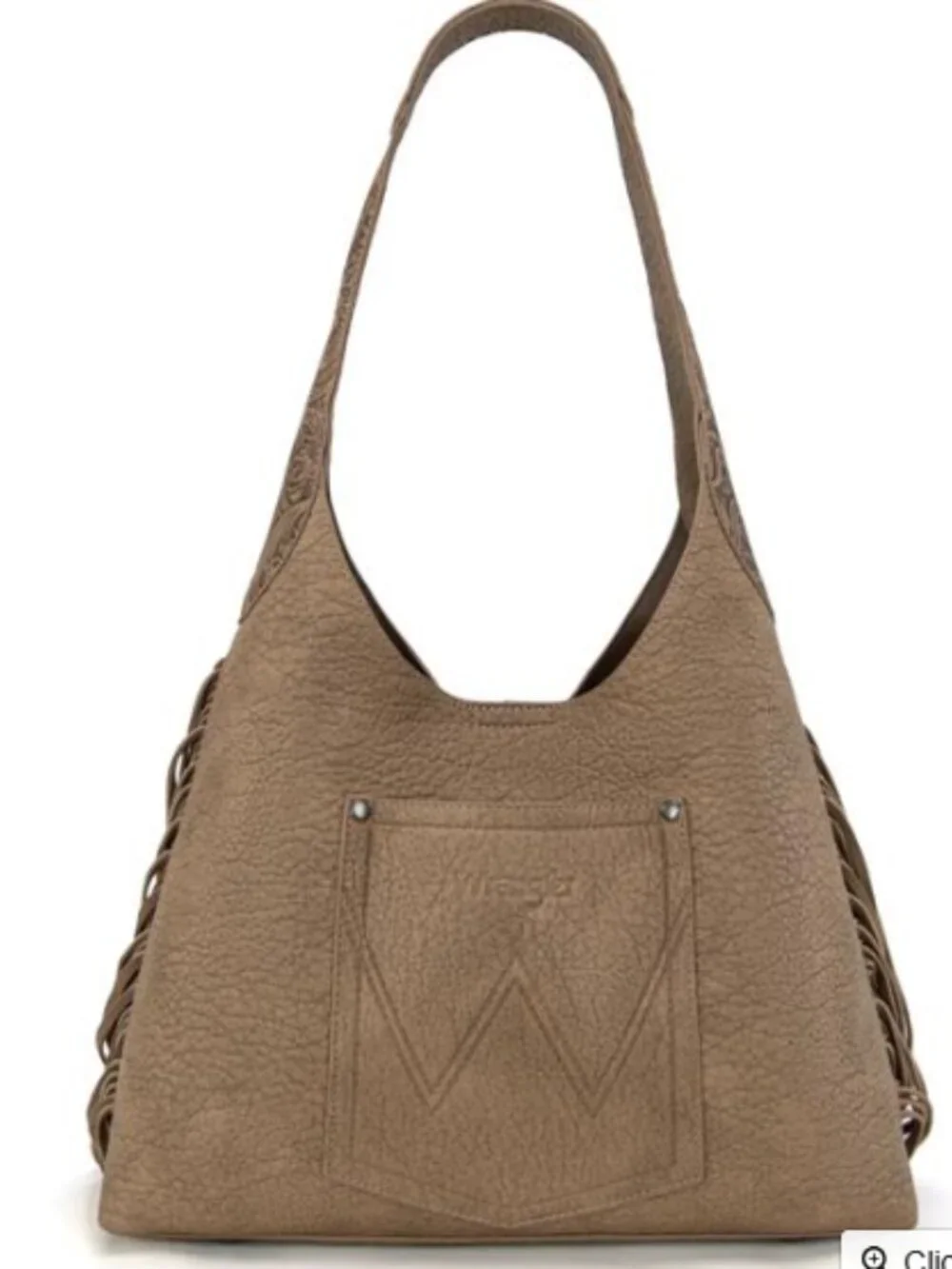 Wrangler Fringe Tooled Western Hobo Purse Khaki NWT